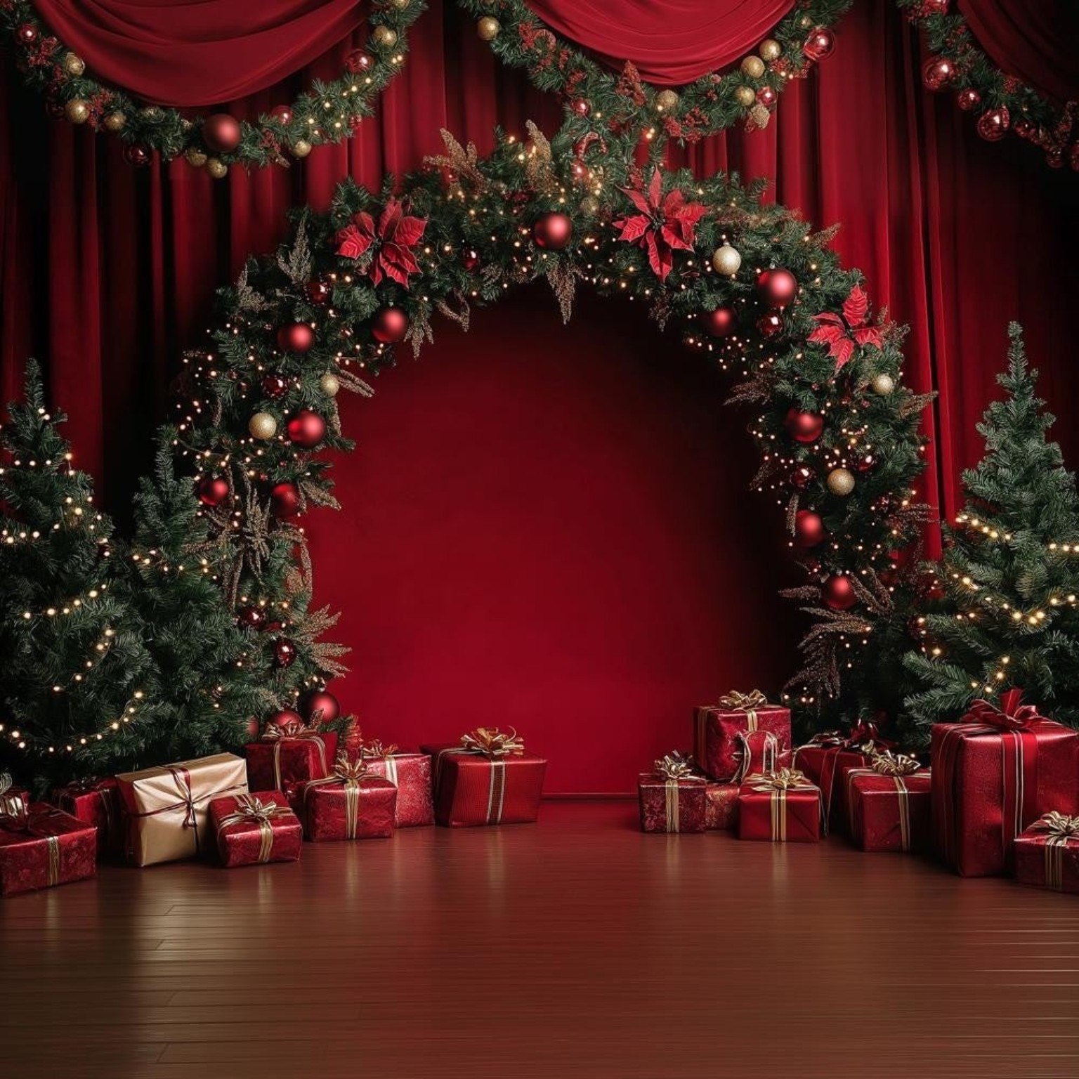 خلفية تصوير Burgundy Christmas Arch