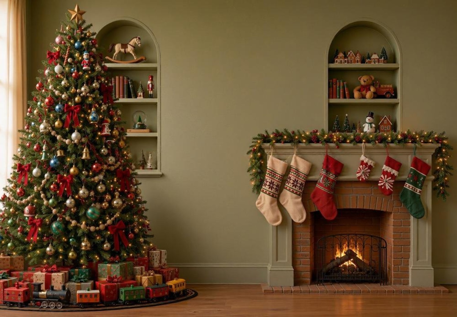 خلفية تصوير Christmas Fireplace