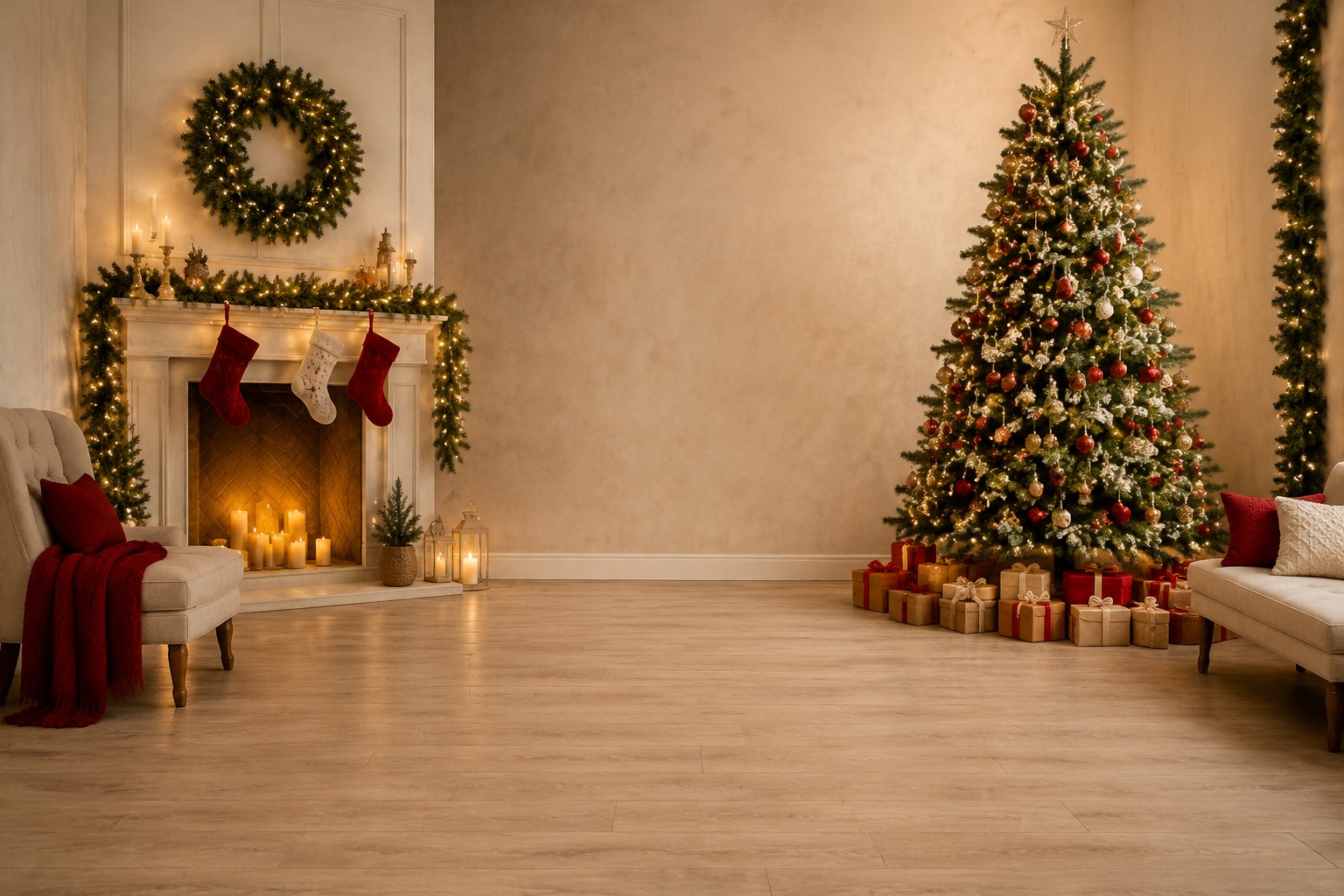 خلفية تصوير Cozy Christmas Living Room
