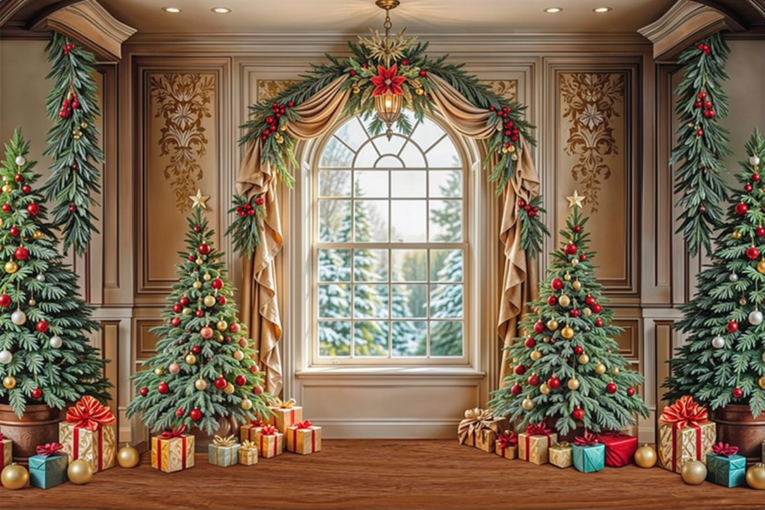 خلفية تصوير Elegant Christmas Window