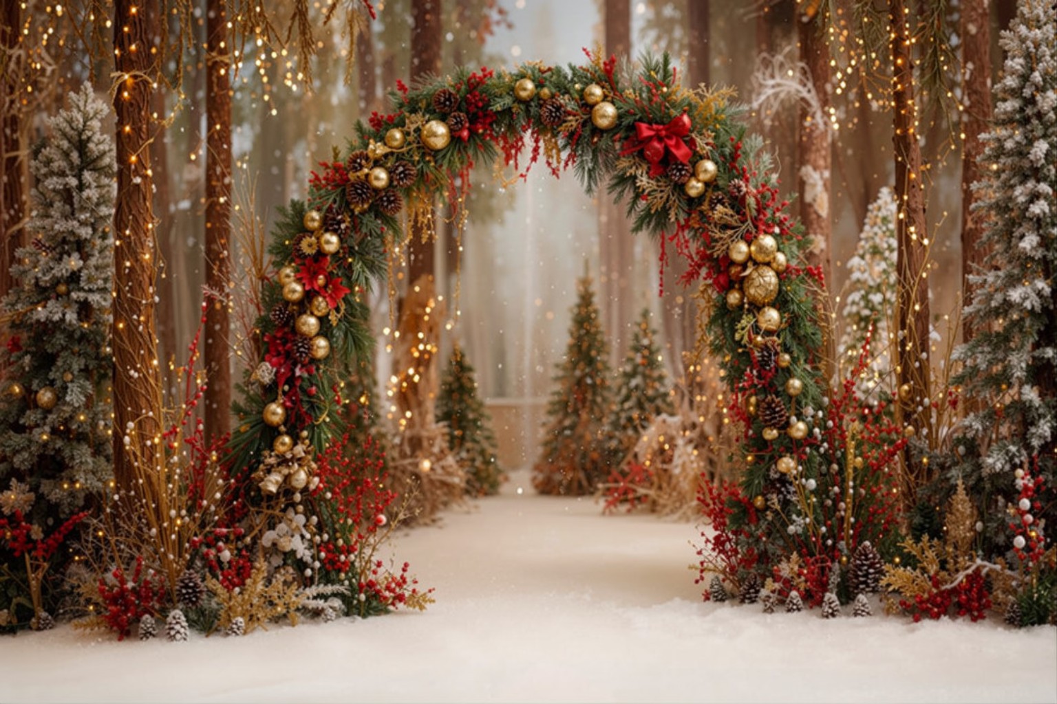 خلفية تصوير Enchanted Winter Forest Arch