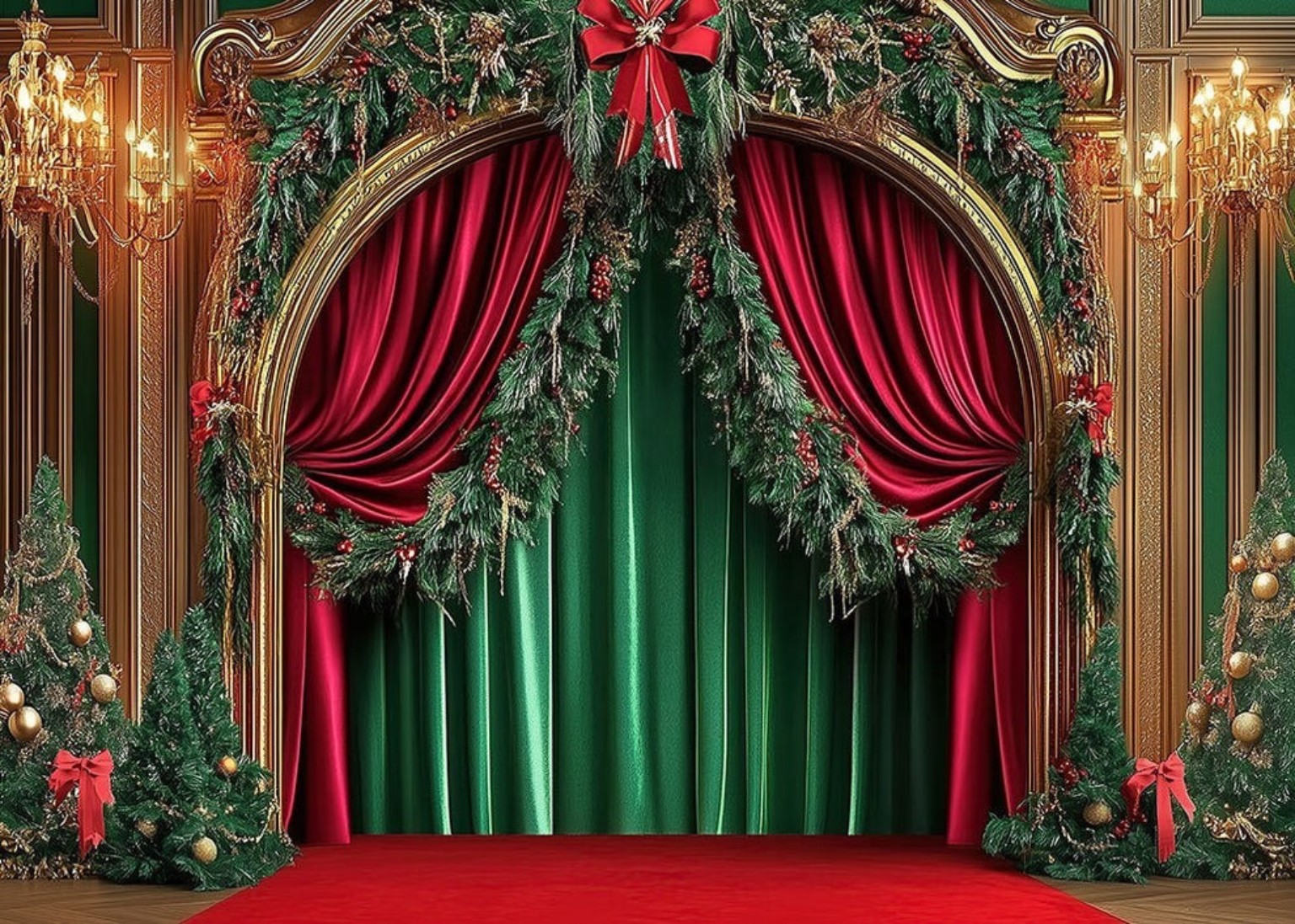 خلفية تصوير Ornate Gold Christmas Stage