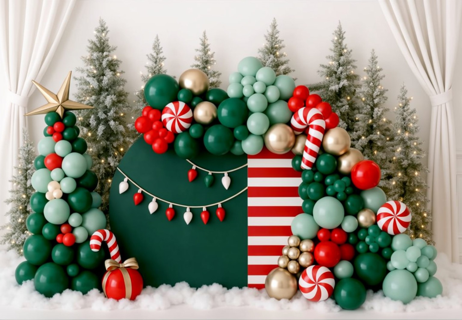 خلفية تصوير Peppermint Balloon Christmas