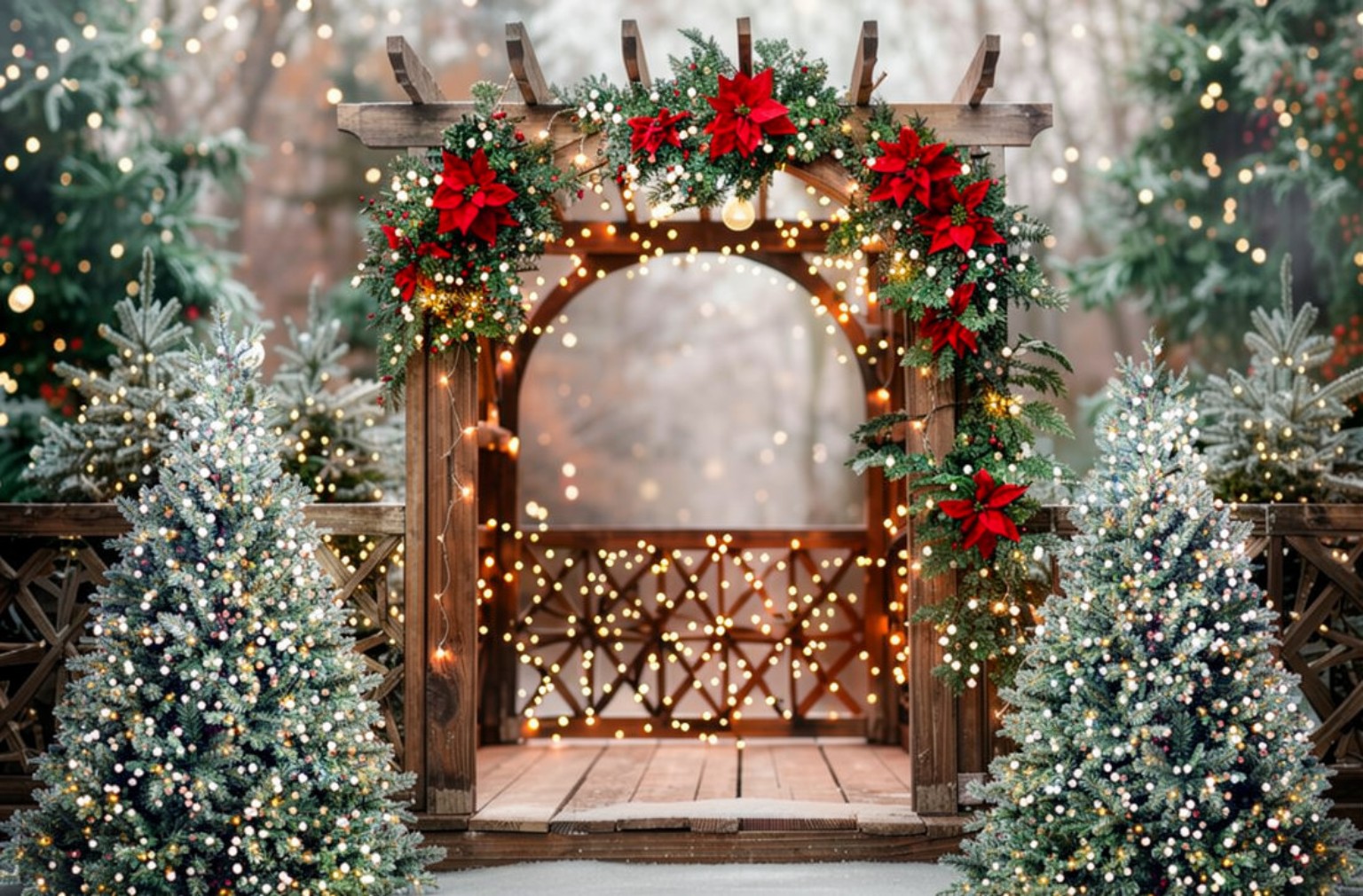 خلفية تصوير Rustic Poinsettia Arch